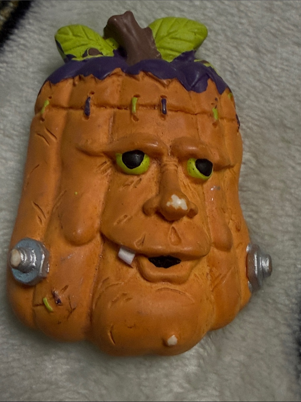 Pumpkin Frankenstein Face Brooch